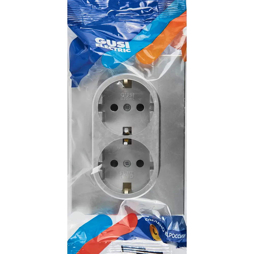 Розетка встраиваемая GUSI Electric серебристая с защитными шторками 89337220 Ugra STLM-1104061 - Вид №4