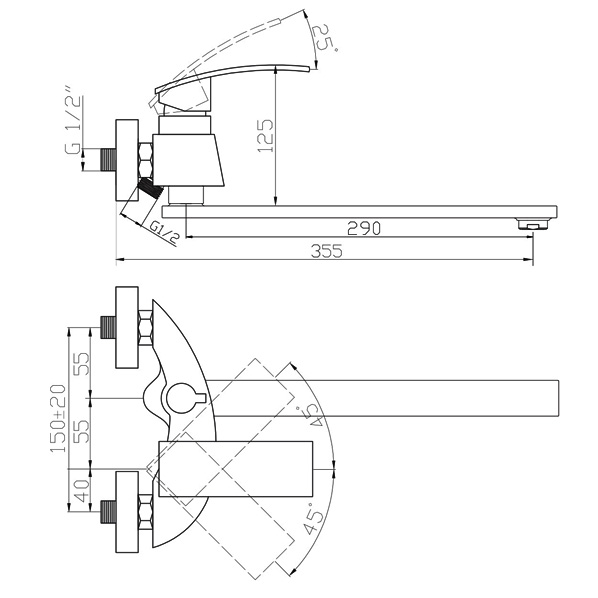 35-L35P ALFA  Смеситель универсальный  ARGO kran  - Вид №1