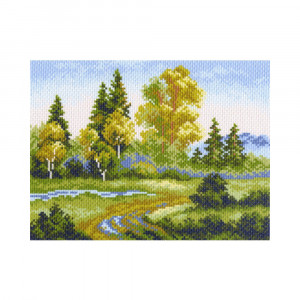 1217 Канва/ткань с рисунком Рисунок на канве 28 см х 34 см "После дождя" Матренин посад