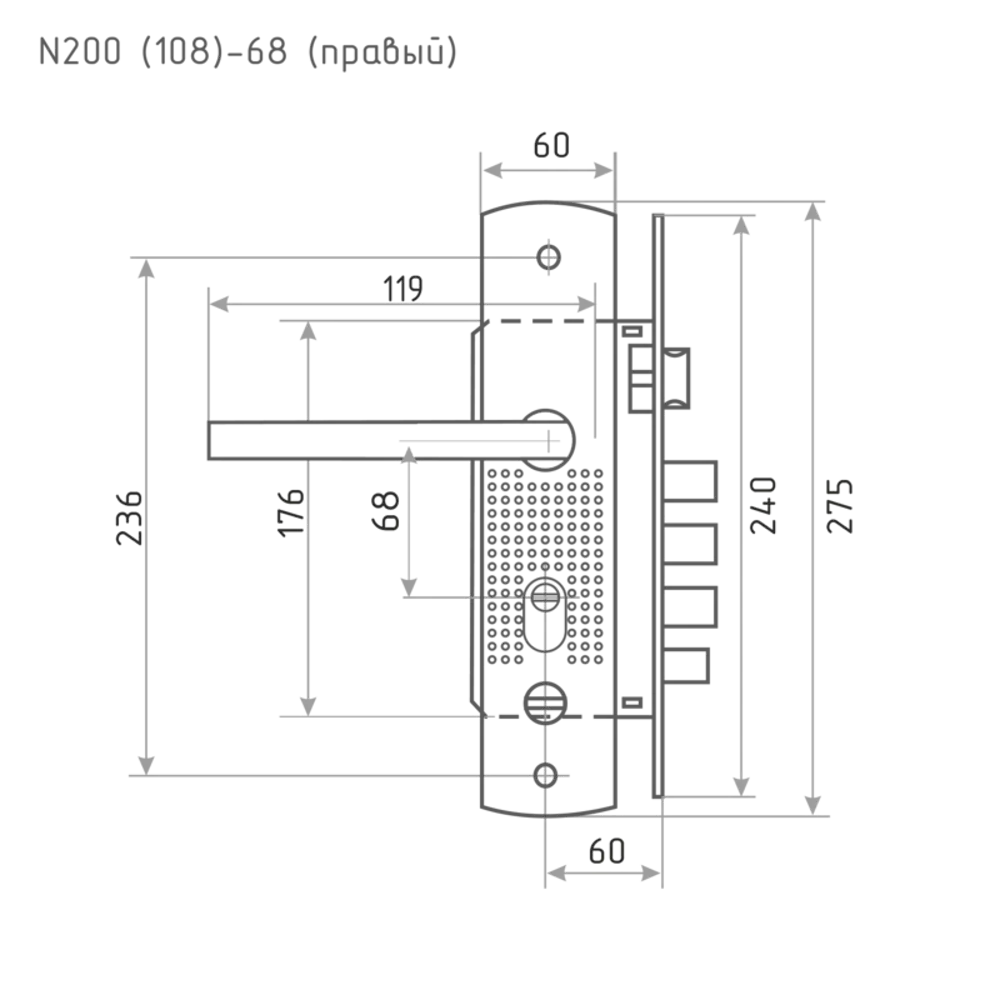 НОРА-М Врезной замок для правых дверей с матовым никелевым покрытием 85539371 STLM-0063688 - Вид №11