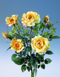 3651 304 a2 Искусственные кустовые розы, 4 цветка, 55 см, желто-красные H-andreas