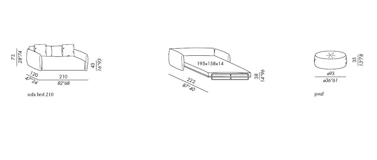 Ткань раскладной диван-кровать Meridiani ARCH-00123109 - Вид №2