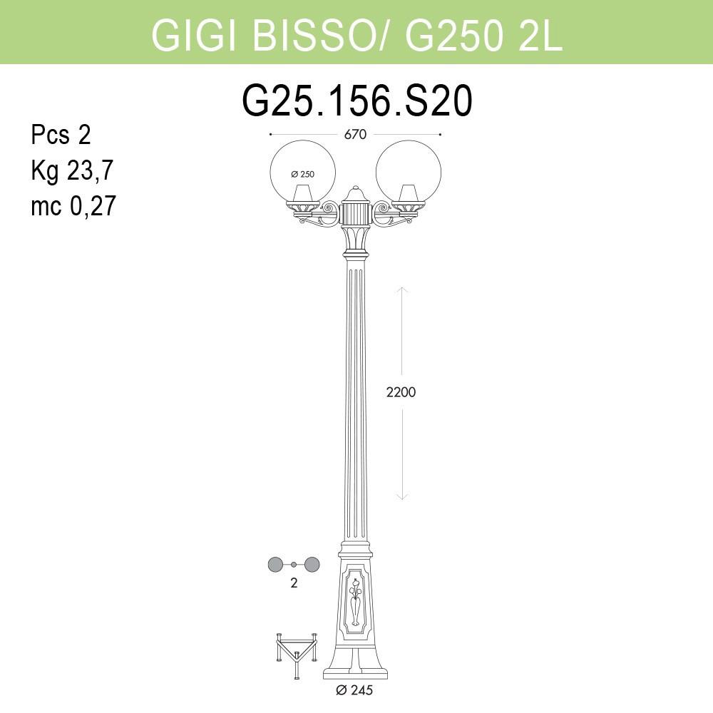 Уличный фонарь Fumagalli Gigi Bisso/G250 G25.156.S20.AXE27 FUMAGALLI ФОНАРЬ 268849 Черный  - Вид №1