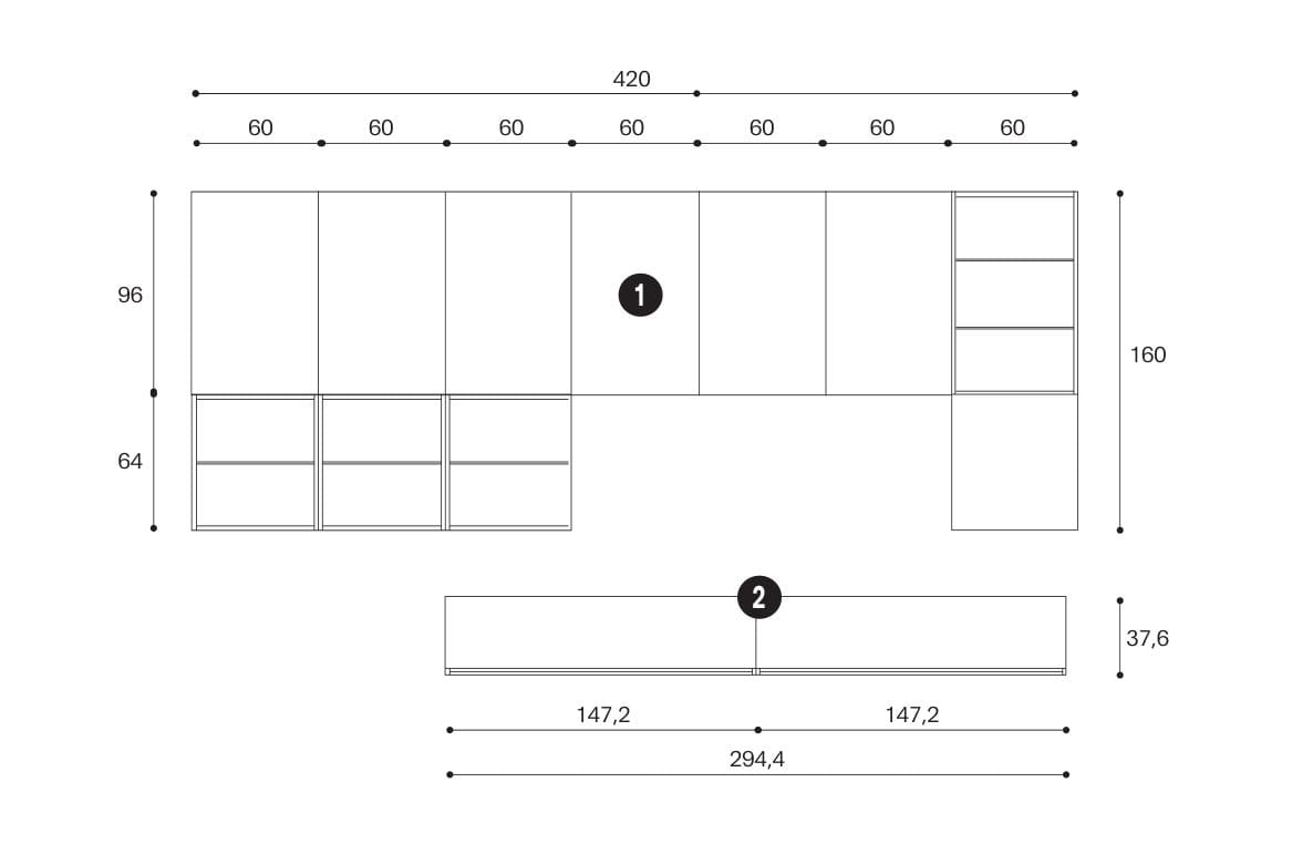 Оборудованная стена Giessegi день за днем ARCH-00081154 - Вид №1