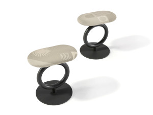 Стул из стали и ткани с подставкой для ног