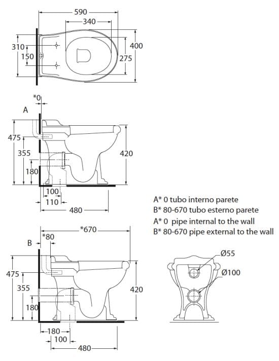 Напольный керамический туалет с внешней кассетой Park Avenue Crown ARCH-00142101 - Вид №2