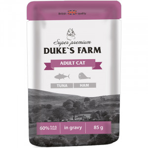 ПР0041276 Корм для кошек DUKE"S FARM тунец, ветчина конс. пауч 85г DUKE'S FARM