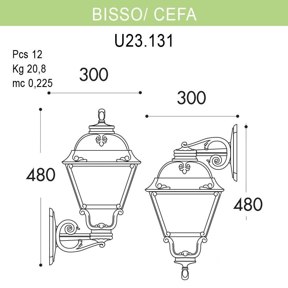 Уличный настенный светильник Fumagalli Bisso/Cefa U23.131.000.AXF1R FUMAGALLI ПОД СТАРИНУ, ФОНАРЬ 272146 Черный  - Вид №1