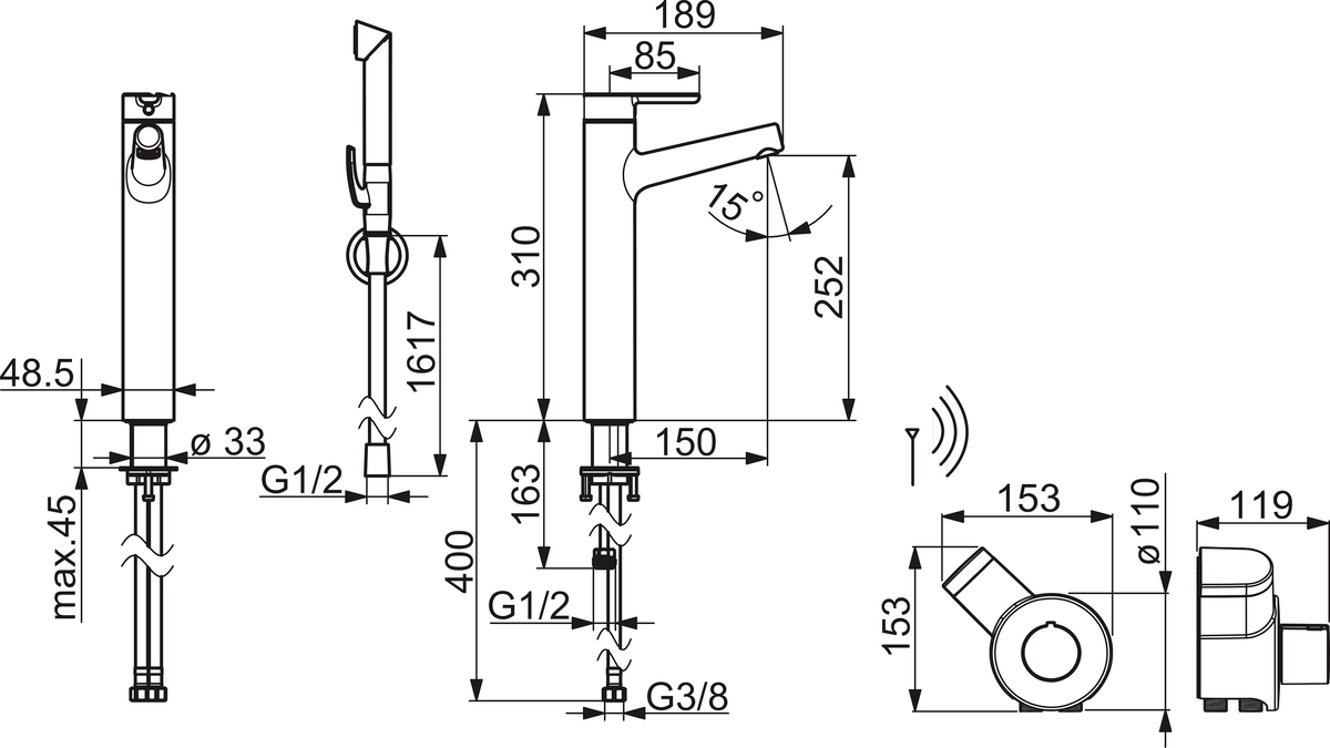 Oras 3003F Высокий смеситель, 3 V 3003F Inspera Хром  - Вид №1