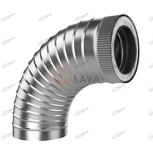 Сендвич-отвод LAVA 130/200, угол 90*, нерж. 304 (0,8)/439 (0,5) 3345