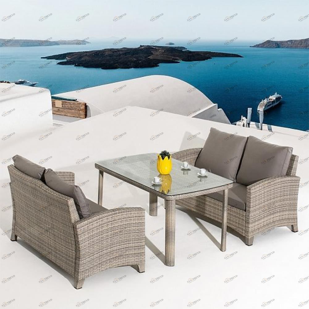 Мебель из ротанга, обеденный стол, диваны, серые на 4 персоны AFINA  00-3860469 Серая 