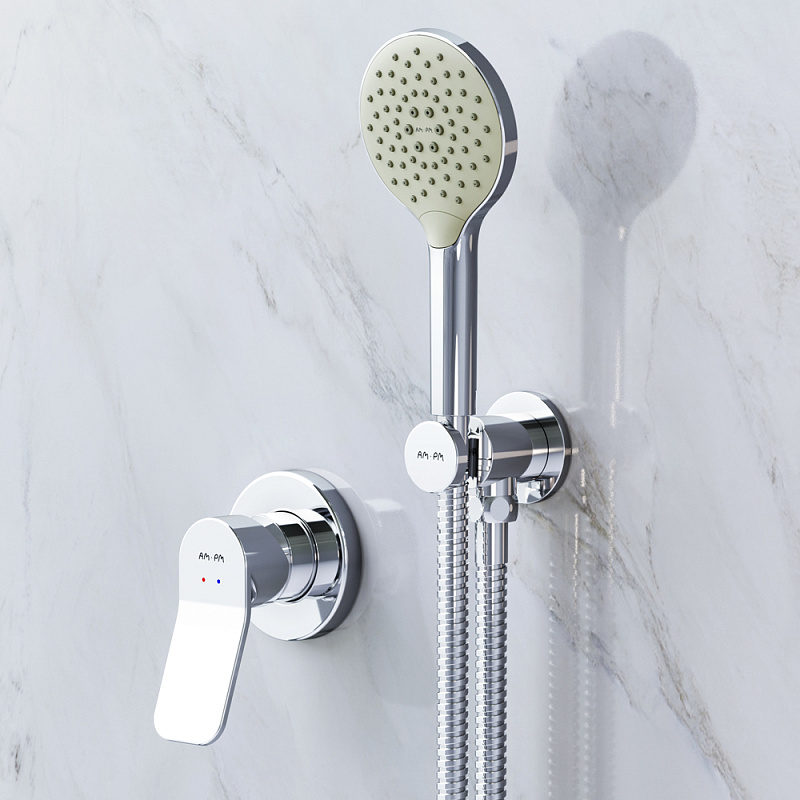 FB85A2H020 набор: см-ль д/душа душевой набор ( ручн.душ 120 мм 3 режима) шланговое присоед AM.PM X-Joy  - Вид №1