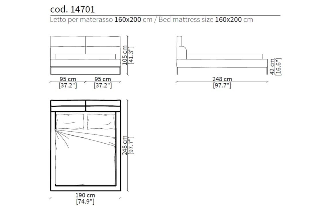Тканевая кровать с мягким изголовьем Frigerio облако ARCH-00147350 - Вид №7