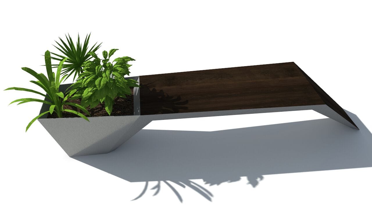 Скамейка из дерева и листового металла со встроенной плантатором без спинки CITYSì URBAN ARCH-00044158 - Вид №7