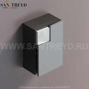 FLAT V Подвесной шкаф с мыльницей с петлями справа. Отделка: темный дуб и серая краска. AFXMO237042RWG