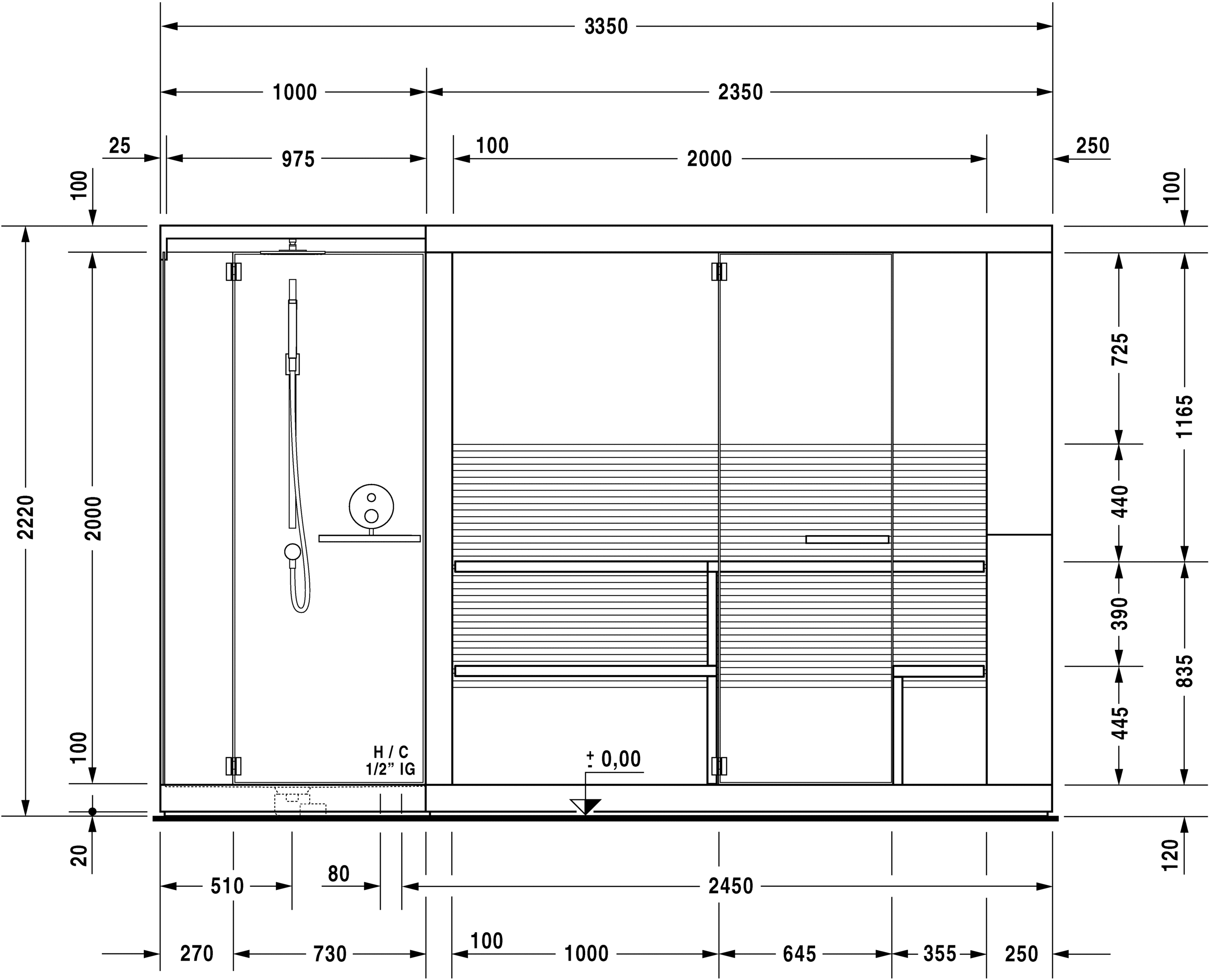 750513002011001 Inipi Сауна Inipi Ama, пристенный и угловой вариант
Исполнение: американский орех (нат.шпон) Белый глянцевый декор Duravit  - Вид №3