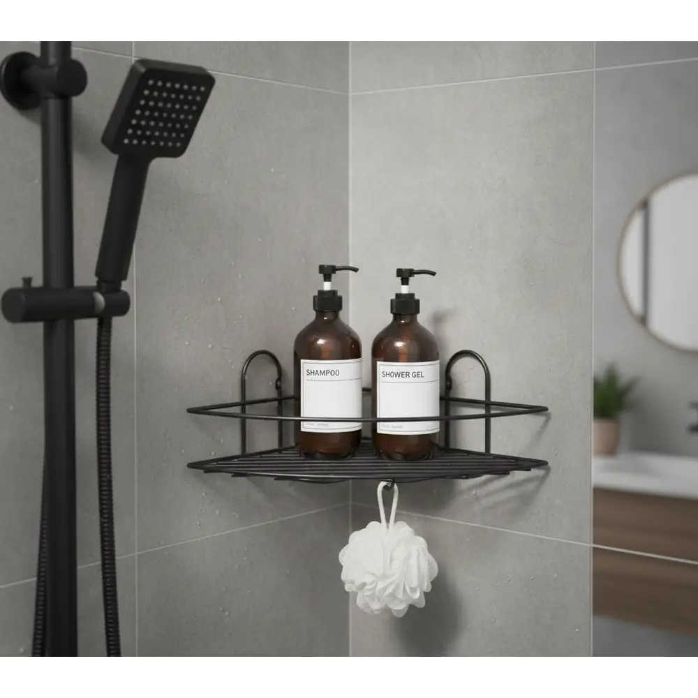 Полка для ванной Lemer Nil одноярусная 23x23 см металл цвет графит STLM-2030186 - Вид №5