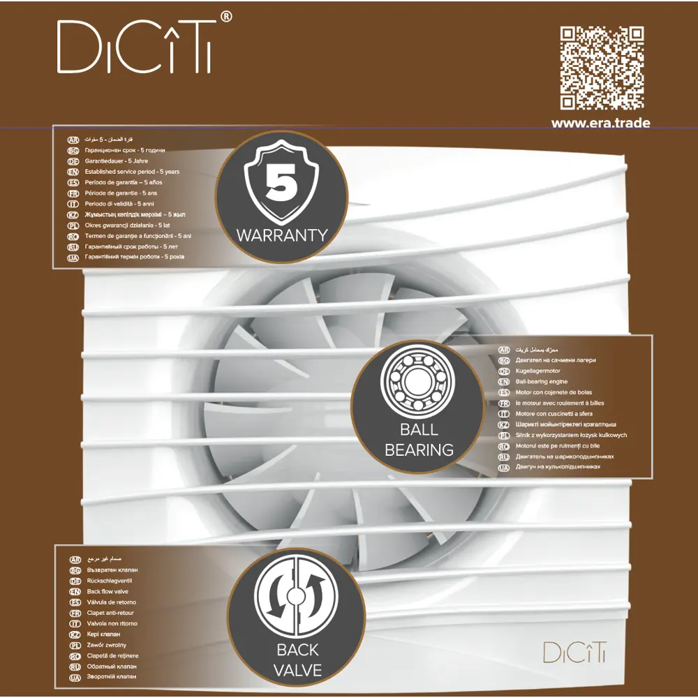 Вентилятор осевой вытяжной Diciti Silent 4C MRH D100 мм 25 дБ 90 м³/ч обратный клапан датчик влажности цвет белый 85225401 STLM-2085901  - Вид №4