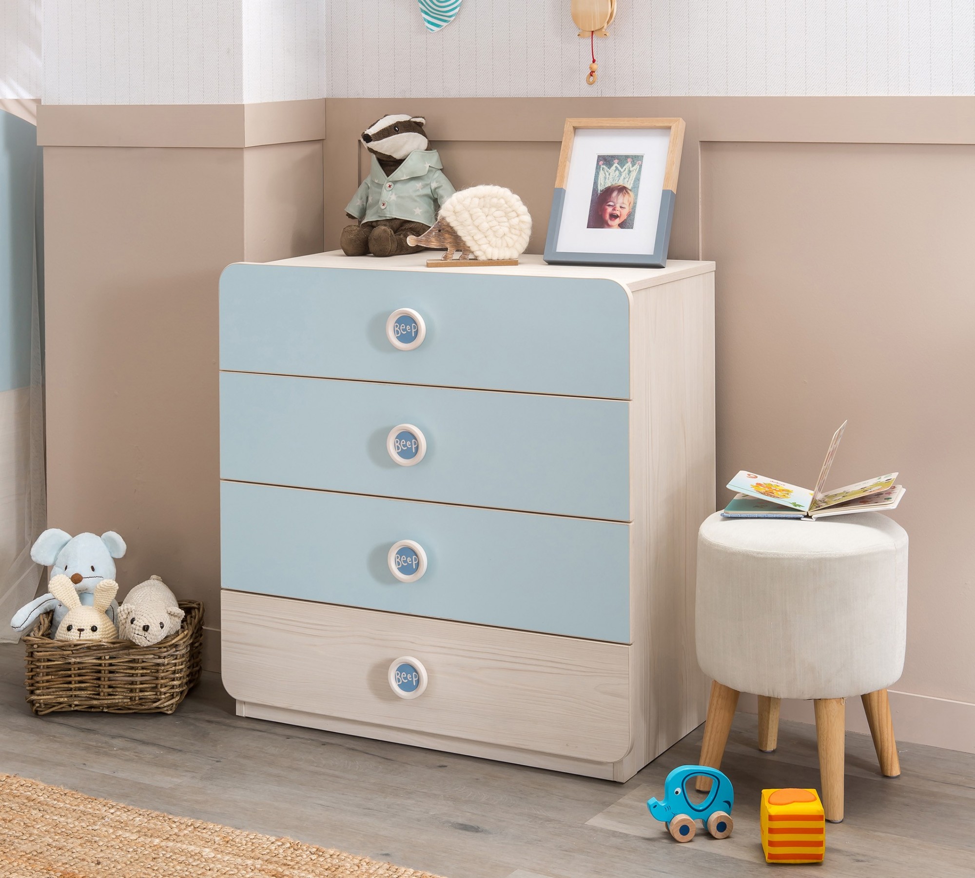 Комод детский с 4 ящиками голубой Baby Boy CILEK BABY BOY 00-3832233 Бежевый;голубой Santreyd  - Вид №3