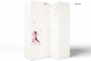 Шкаф угловой ABC-KING , гармошка Фея без зеркал ( правый) и со стразами Сваровски