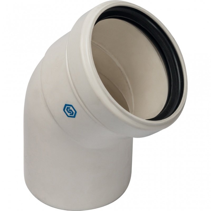 Угол дымохода STOUT DN80 45 градусов для конденсационных котлов SCA8080000045 - Вид №2