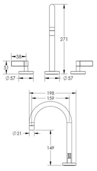 Смеситель для раковины на 3 отверстия London Santreyd sun-id-1354959 - Вид №2