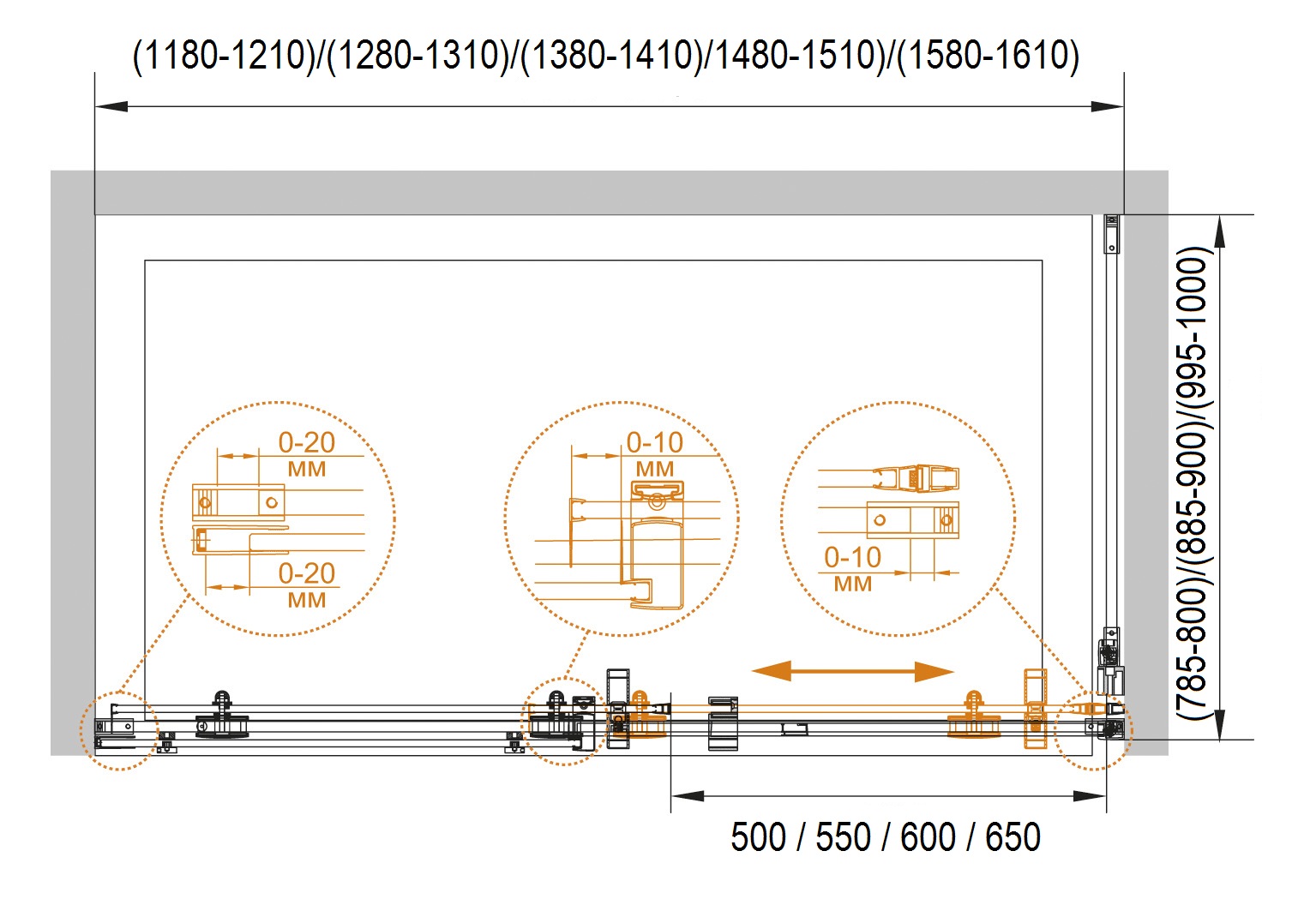 Душевой уголок CEZARES STYLUS-O-M-AH-1-160/80-C-Cr - Вид №7