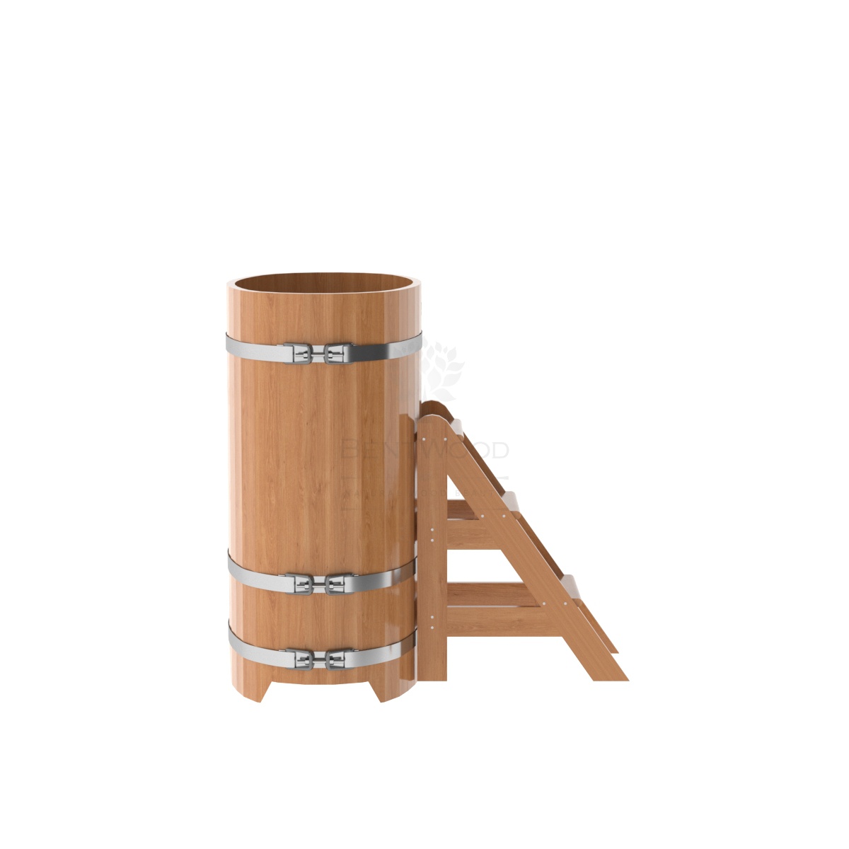 1252 Купель овальная из дуба 0,59х1,06х1,2 натуральная Alyarus  - Вид №2