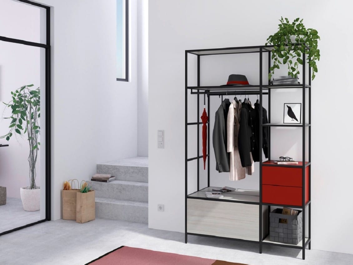 Секционный входной шкаф из алюминия и дерева raumplus Creo ARCH-00011722 - Вид №1