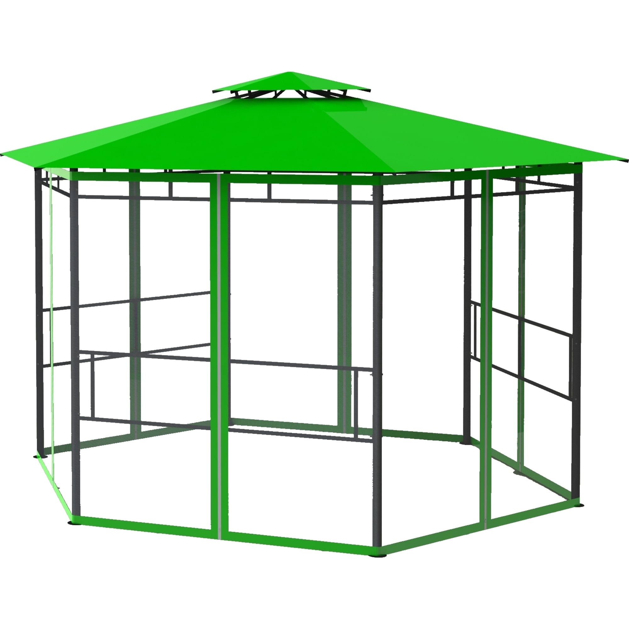 82697254 Шатер садовый с антимоскитной сеткой Отдых 4x4x2.59 м сталь зеленый (без штор) Santreyd 