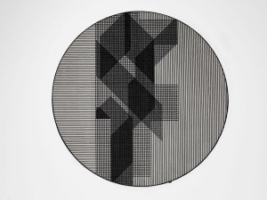 Полосатый бархатный круглый ковер