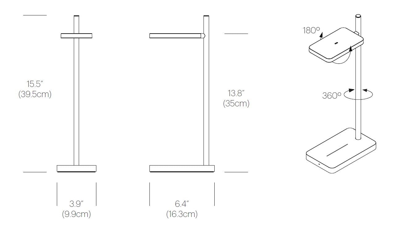 Алюминиевая светодиодная настольная лампа со встроенным беспроводным зарядным устройством Pablo Designs талия ARCH-00049676 - Вид №17