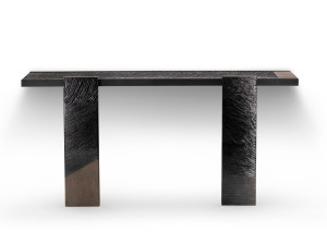 Прямоугольная консоль из дерева и стекла