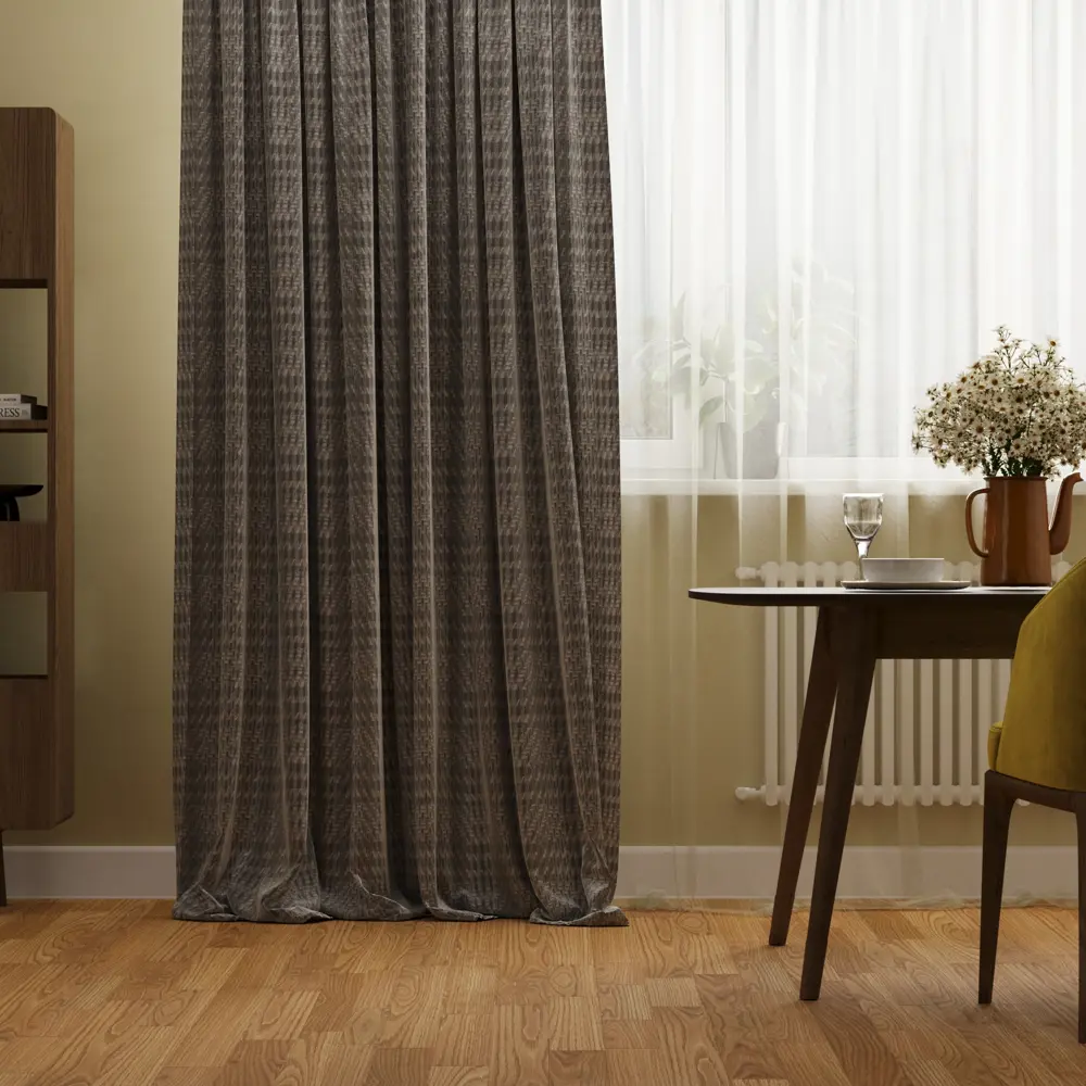 Штора на ленте Inspire Sindano 200x280 см цвет серо-бежевый 83562030 STLM-2106785 