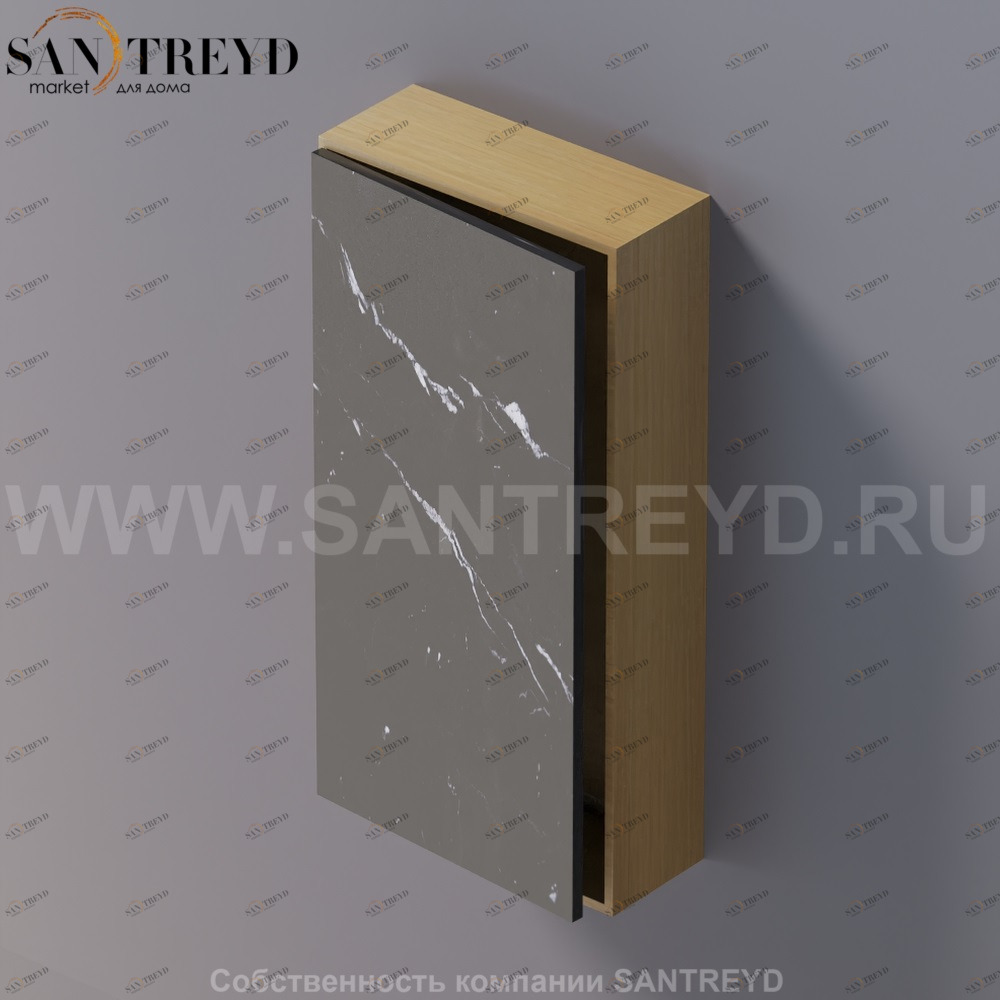 LIFT Модульный шкаф 80 см с левой дверью на доводчиках. Модули могут располагаться горизонтально и вертикально. Отделка: натуральный дуб и черный мрамор. AMOB052NMRTSX Agape