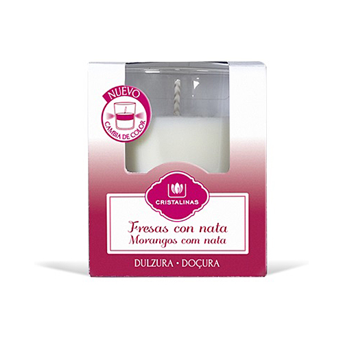 10011339 Арома-свеча двухцветная 265 г С ароматом клубники со сливками Cristalinas 