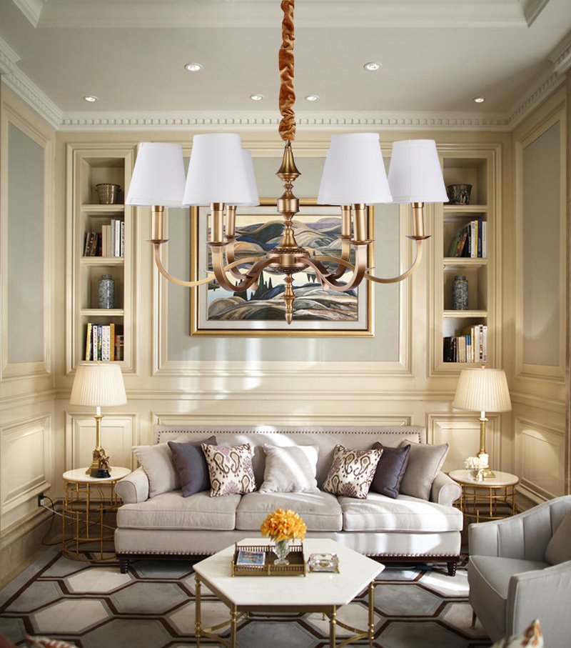 Люстра на 6 ламп 46х72 см белая Delight Collection XD010-6 brass DELIGHT COLLECTION ДИЗАЙНЕРСКИЕ 00-3883134 Белый;золото  - Вид №2