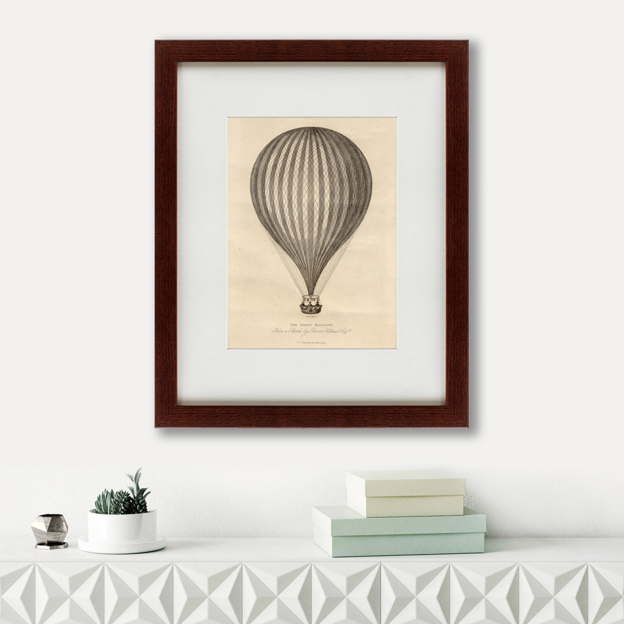 Литография на тонированной бумаге 42х52 см The Great Balloon, 1788 КАРТИНЫ В КВАРТИРУ  135622 Белый;коричневый;разноцветный  - Вид №1