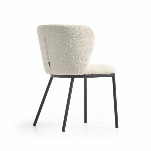 108355 Стул из белой овчины и черного металла La Forma Ciselia