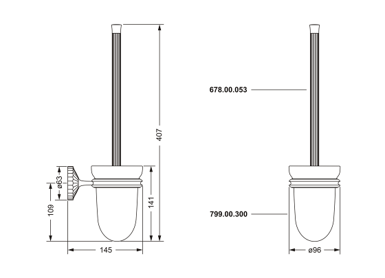 Туалетный ёршик с настенным держателем JOERGER Cronos Crystal 637.00.000.000 - Вид №1