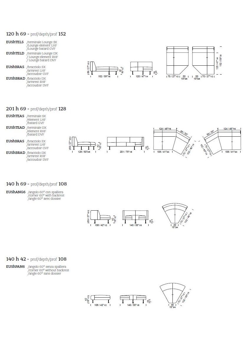 Кожаный и тканевый диван с шезлонгом Borzalino Шифу ARCH-00116472 - Вид №5