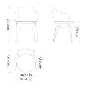 Тканевое кресло с подлокотниками PIAVAL MACARON-Contract ARCH-00067753 - Вид №5