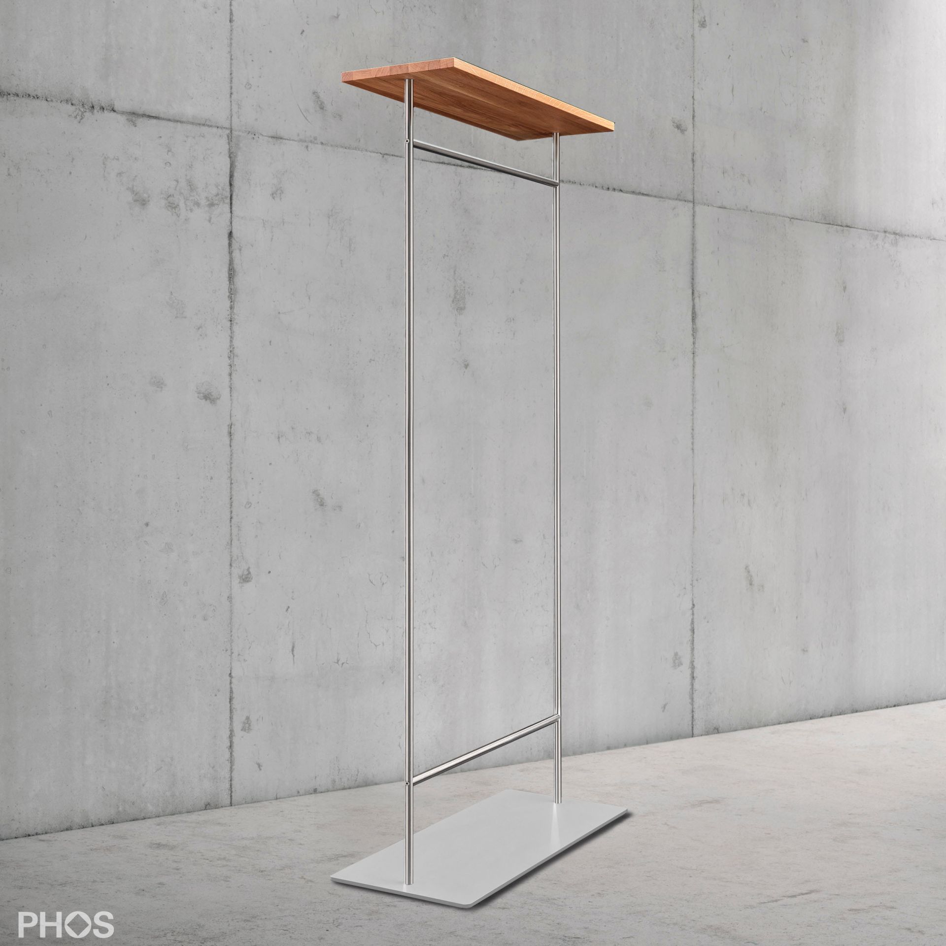 GST2-Eiche-BPW Шкаф твин с гладкой штангой для одежды и полкой из дуба, основание: белое. PHOS  - Вид №2