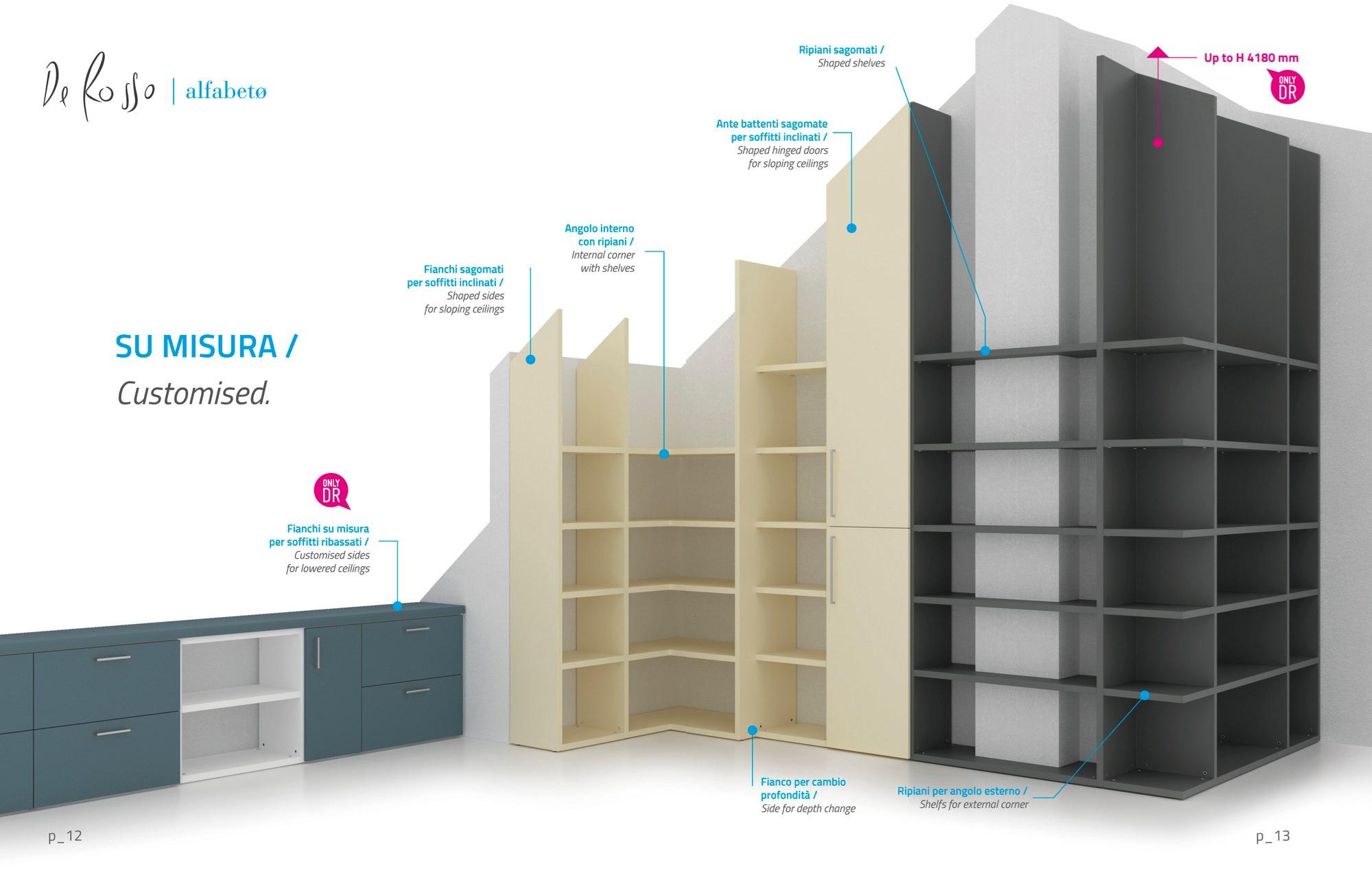 De Rosso Открытый книжный шкаф на заказ из HPL Alfabeto sun-id-1392495 - Вид №8