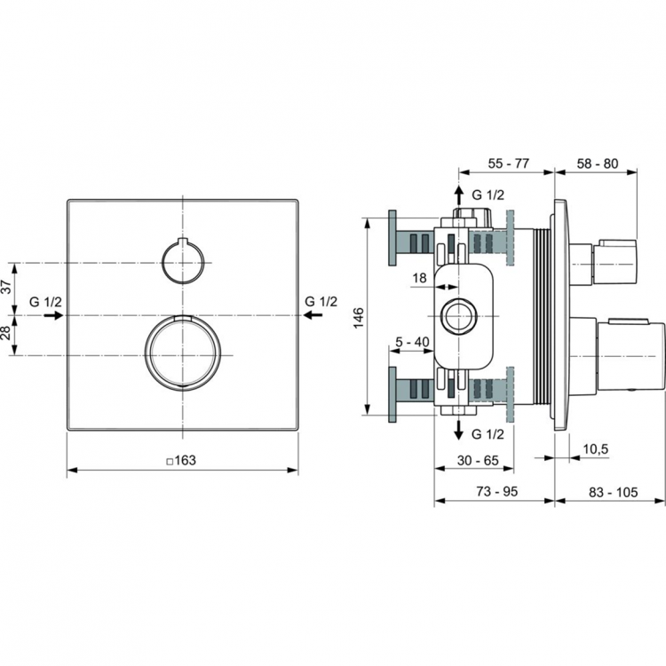 A7572A5 Промо комплект "ВСЕ для встройки ALL IN ONE" Ideal Standard CERATHERM C100  - Вид №10