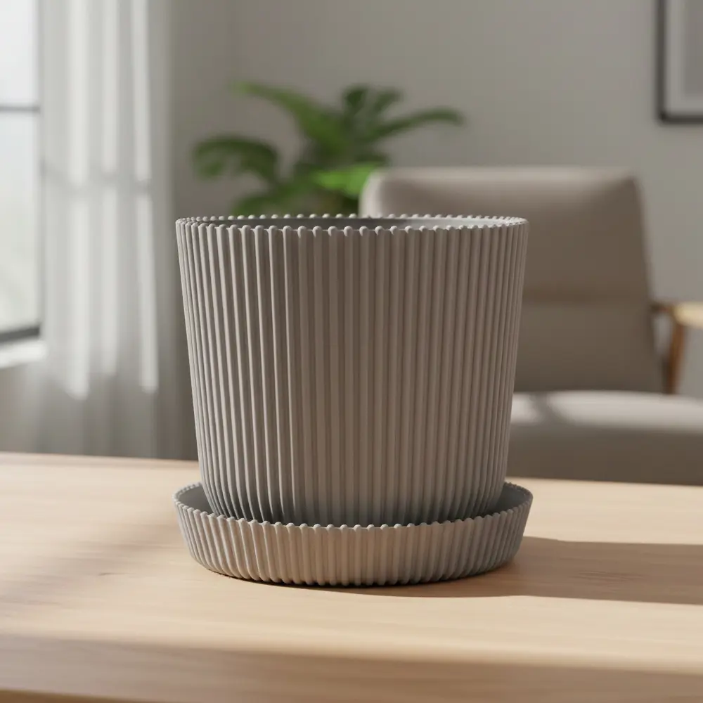 Горшок для цветов Тek.А.Тek 14x14x13.5 см v1.4 л пластик латте ТЕК.А.ТЕК Le Gaufre STLM-2121360