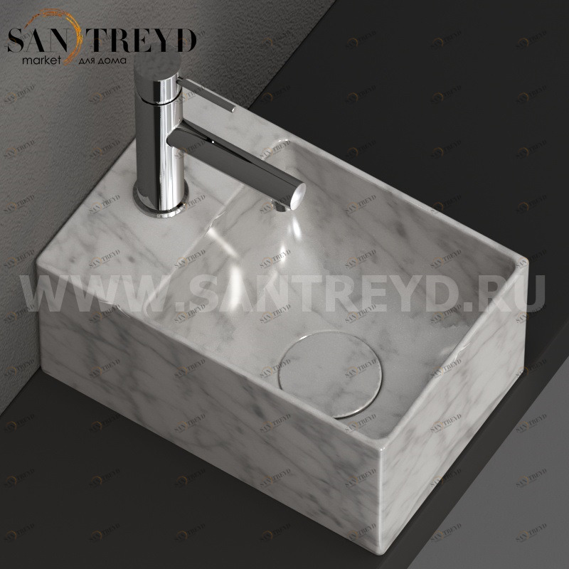 B6R30MC Подвесная раковина настенная прямоугольная Ceramica Globo T-EDGE серая