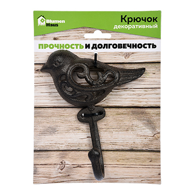 Крючок настенный черный 15 см "Синица" BLUMEN HAUS ПТИЦЫ 00-3971617 Черный  - Вид №1