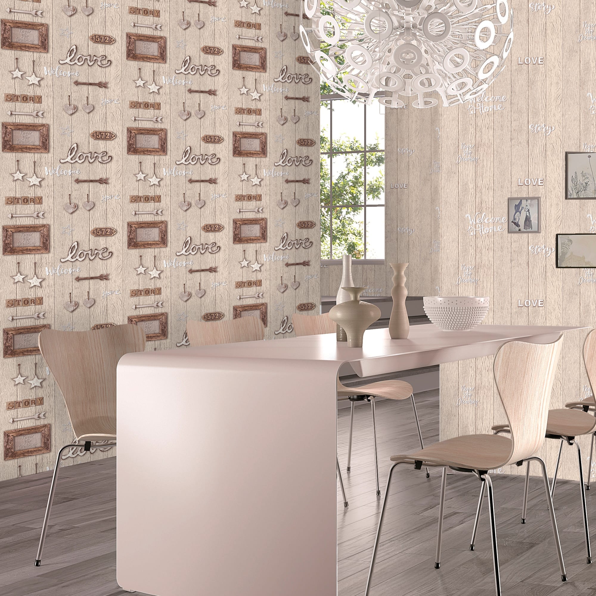 82938324 Обои бумажные бежевые 0.53 м 4413 Стори Santreyd  - Вид №3