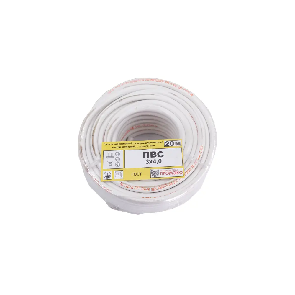 Провод Промэко ПВС 3x4 20 м ГОСТ цвет белый 82912106 STLM-2158620 